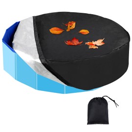 Mfsdai Round Dog Pool Cover,Foldable UV Resistant Pet Collapsible Swimming Pool Cover,Portable Pool Accessories for Dog Kiddie Pool Bathing Tub 2XL
