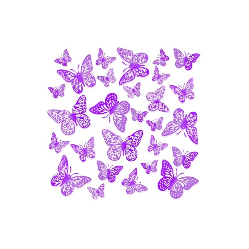 FIMETEUG Butterfly Wall Decal, 48 PCS Purple, Butterfly Party Decorations,
