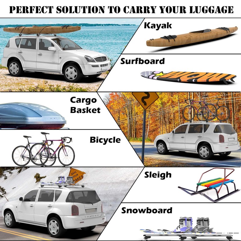 COWVIE 47 Inch Aluminum Roof Rack Cross Bars for Raised