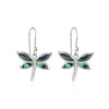 Sterling Silver Abalone Polished Dragonfly Dangle Earrings