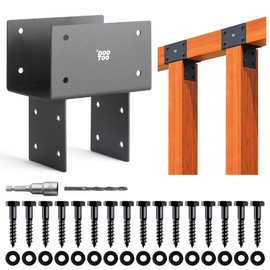 DOOTOO 2pcs 4x4(Actual 3.5"x3.5") Post Cap Tie Bracket, Heavy Duty Stainless Steel Wood Beam Support Bracket, for Pergolas, Gazebos, Decks and Porches(Black)