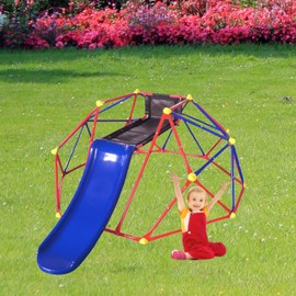 FocusOnHome 6ft Dome Climber with 1.2m Slide for Age 3+ Climber with Climbing Stones