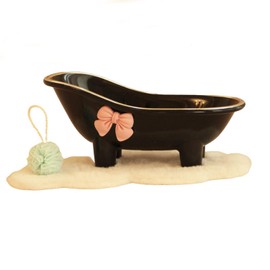 Minamzee Dollhouse Bathtub, 1:12 White Miniature Bathtub with Blue Bath Ball and Carpet, Dollhouse Bathroom Furniture for Home Decor Accessory