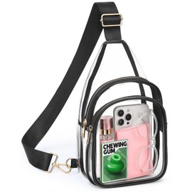 HULISEN Clear Sling Bag for Stadium Events, Clear Purses for Women Stadium Crossbody, Wide Adjustable Shoulder Strap Transparent Bag with 2 Compartments for Concerts, Sports Events, Festivals