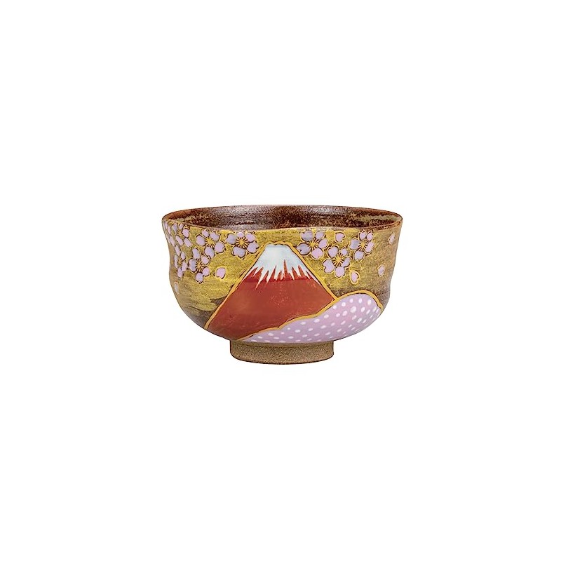 Kutani Yakiwataya Matcha Bowl K8-808 Kinun Sakura Fuji Fukuda Yoshinori