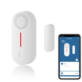 WiFi Smart Door Sensor, Wireless Door Window Sensor Alarm, Mini Contact Sensor for Home Security, Push Notification, Volume Adjustable, Timer, Compatible with Alexa/Google Assistant. 1 Pack