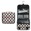 senya Hanging Travel Toiletry Bag White Black Pink Plaid Kit