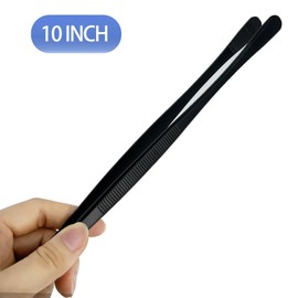 Kitchen Tweezer Pasta Tongs, 10-Inch Cooking Tweezers Food Tongs, Stainless Steel Culinary Tweezers Grilling Tongs (10-Inch Wide Ends)