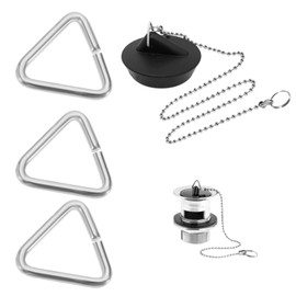 EMSea 20pcs Sink Stopper Triangle Buckle Drain Plug Chain Triangles Hook for Bathtub Kitchen Sink Bathroom Wash Basins Drain Stopper Chain Triangles Buckle