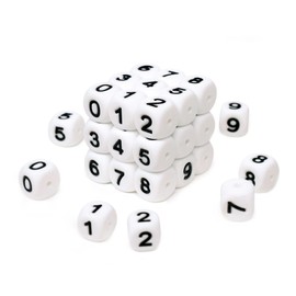 50Pcs Number Silicone Beads 0-9 Numbers Beads 12mm Square