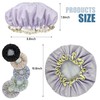2 Pack Shower Caps, Elastic and Reusable Bonnet, Double Waterproof