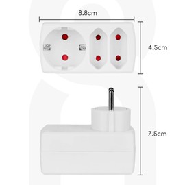 Aigostar Mehrfachsteckdose 3-Fach Steckdosenadapter, 2 Euro +1 Schuko Steckdose Kindersicherung, doppelstecker für steckdose,Weiß