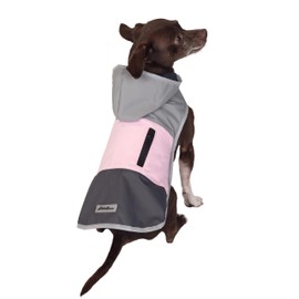 Eddie Bauer E24232XS Ravenna Colorblocked Dog Windbreaker Jacket in Extra Small, Grey and Pink