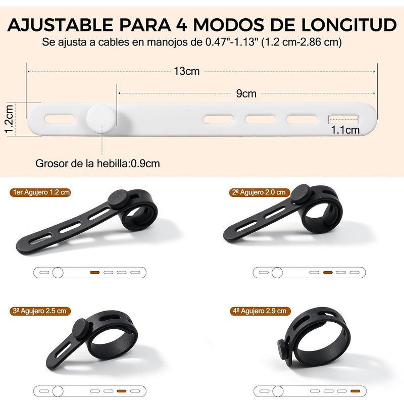 20 Piezas Organizador de Cables Organizador de Cables Ajustable de