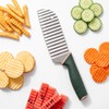 Crinkle Cutter Knife Waffle Fry Wave Slicer 8.66in Green Handle