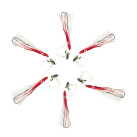 Offshore Fishing Gear: 4.5" Tuna Clone Rigs Red/White 6 pcs | Saltwater Lures for Tuna, Wahoo, and More