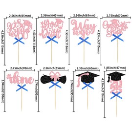 Gyufise 32Pcs Graduation Cupcake Toppers 2025 Glitter Class of 2025 Cupcake Toppers Supplies Congrats Grad Cap Diploma 2025 Cupcake Picks for Graduation Party Decorations 2025 Pink