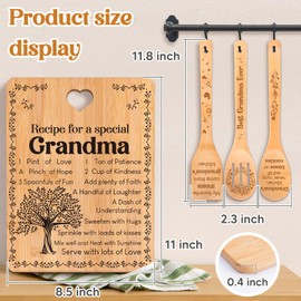 Grandma Birthday Gifts, Mothers Day Gifts for Grandma, Grandma Gifts from Grandkids, Engraved Bamboo Cutting Board Set, Christmas Kitchen Gifts for Grandma from Grandchildren