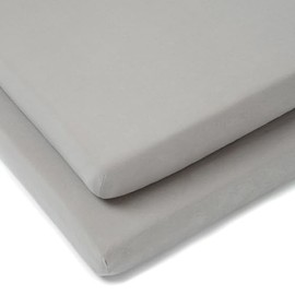 Clair de Lune 2 Pack Fitted Jersey Cotton Cot Sheets 60 x 120 cm (Grey)