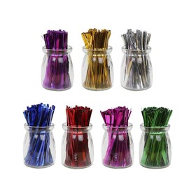 JHere 4'' Long Metallic Twist Ties - 7 Colors, 700 Pieces