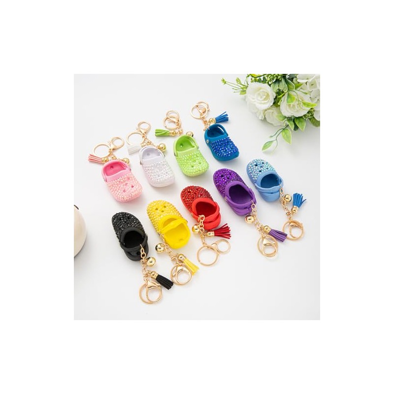Cute Mini Shoe Charm Keyring Keychains Bling Bling Rhinestone Imitation