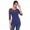 AmélieBoutik - Blusa elegante con cuello redondo para mujer, de