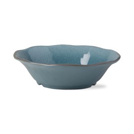 TAG 16 oz. 7 in. Veranda Cracked Glazed Solid Aqua Wavy Edge Melamine Plastic Dinnerware Serving Bowl Set of 4 Dishwasher Safe Indoor Outdoor Round Aqua Blue Aqua Blue