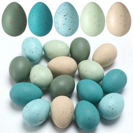 SiliFine 16 Pcs Easter Speckled Eggs 2.4 Inch Plastic Speckled Eggs Bowl, Vase Filler for DIY Spring Displays and Easter Decorations (Blue,Light Blue,Green,Cream White)