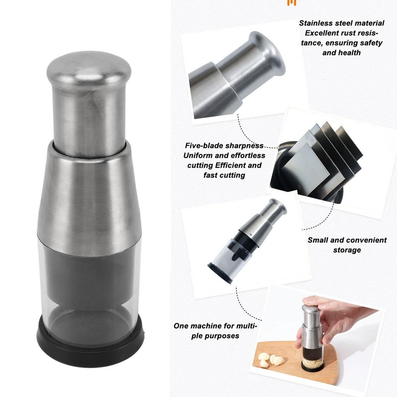 Hand Chopper, Stainless Steel Garlic Mincer, Fast and Efficient Chopper,