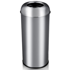 KOKEBREN 65L/17Gal Heavy Duty Open Top Commercial/Kitchen Trash Can, Fingerprint-Resistant Waste Bin for Office Bedroom Restaurant, Brushed Stainless Steel