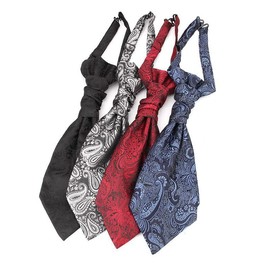 NECOTIA Brand/Tie Solid Paisley One-Touch Ascot Tie for Wedding, Graduation, Concert, Recital, Stage, Chorus, After-Party, Party, Formal, Gift, red