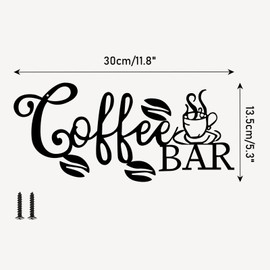 Coffee Bar Decor Metal Coffee Bar Sign Rustic Wall Decor 12 x 5.4 Inch Coffee Sign for Coffee Bar Home Office Kitchen Cafe Restaurant Wall Art Sculptures