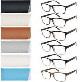 SIGVAN 6 Pack Reading Glasses for Women Men Blue Light Blocking, Spring Hinge Anti Eyestrain Glare Computer Readers (6 Mix-8, 3.5)