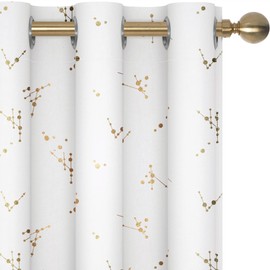 Deconovo Blackout Grommet Constellation Pattern Foil Printed Curtains, Pure White, 42W x 63L