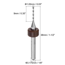 uxcell PCB Drill Bits 1.05mm Tungsten Carbide Rotary Tool Jewelry CNC Engraving Print Circuit Board Micro Drill Bits 1/8 Inch Shank 5 Pcs
