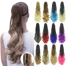 IMISSU Long Curly Ombre Colour Claw Ponytail Hair Extensions Ponytail Clip in Hairpiece (Ombre Dark Brown)