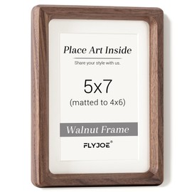 5x7 Picture Frame, USA-Sourced Natural Walnut Wood Photo Frame with Tempered Glass, Handcrafted Rounded Corner 5 x 7 Wooden Frame Matted to 4x6 Photos, Wall or Tabletop Display