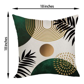 OFIRD Boho Pillow Covers 18x18 Set of Mid Century Black Gold Green Geometric Throw Pillow Covers Outdoor Decor, Abstract Modern Bohemian Farmhouse Linen Decorative Cushion Cover for Sofa Couch