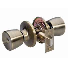 Master Lock TUO0305 Tulip Door Knob with Lock, Antique Brass