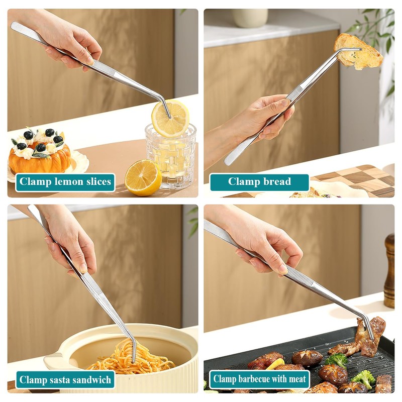 Evanda Kitchen Tweezers 30cm/12 Easy Pickup, Heavy Duty Extra-Long Stainless