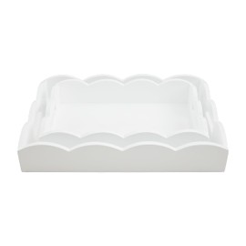 Mud Pie Nested Lacquer Trays, large: 18" x 13" Small: 15" x 10", WHITE