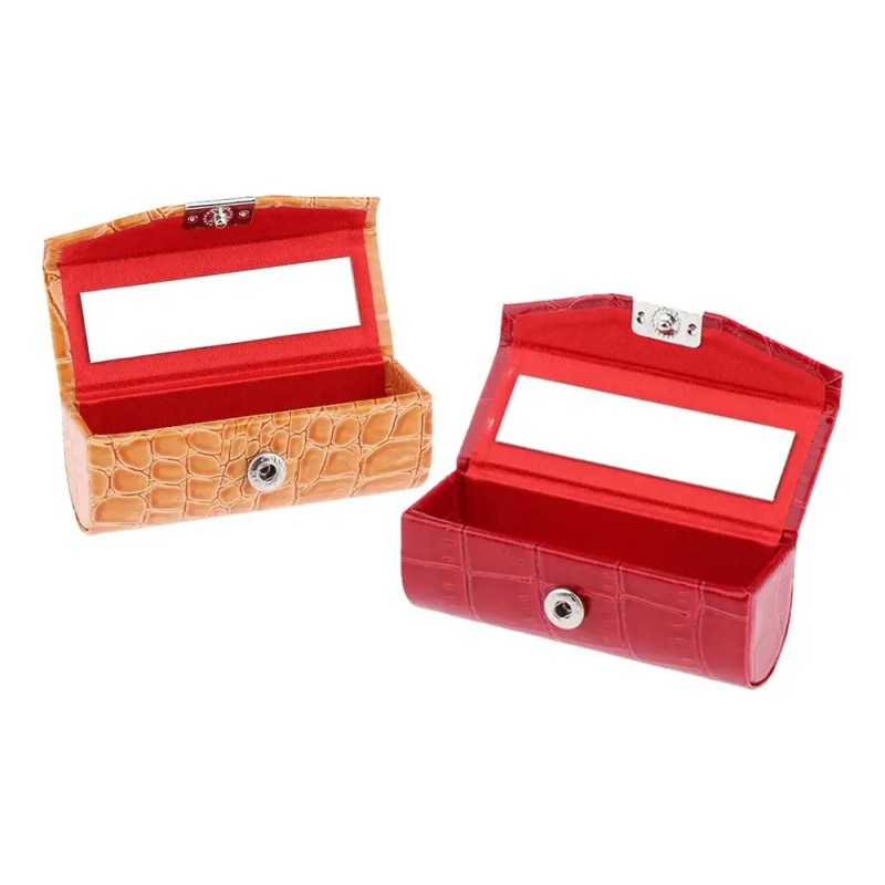 Estuche De Lápiz Labial Individual De Pu Para Rojo Naranja