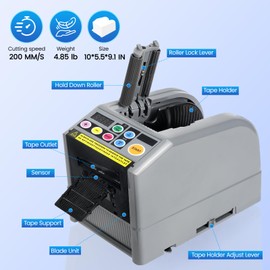 Ribbon Cutting Machine, Automatic Tape Dispenser 39.9 Inches Max Cut Length, Dual Manual and Auto Modes, Precision Cutting for Home, Business, School, Restaurant, Warehouse, Gift Wrapping