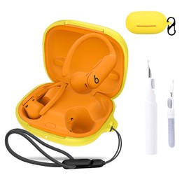 for Beats Powerbeats Pro 2 Case Cover,NOUKAJU Earphone Protective Cover(with Carabiner + Lanyard + Cleaning Pen) Drop-Proof,Shock-Proof,Dust-Proof,Protective Case for Beats Powerbeats Pro 2(Yellow)