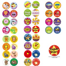 5 Rolls Motivational Stickers for Kids, 2500 Pieces Teacher Reward Stickers School Supplies for Children, Incentive Cute Sticker Potty Training Stickers for School Home, 40 Designs