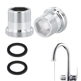Pack of 2 Tap Adapters M18 to M22, Adapter Tap Double Thread Adapter, Adapter Tap Garden Hose, for Sink Tap for Connecting a Garden Hose, with Rubber Seal