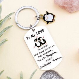 Uerifr Cute Gifts for Boyfriend Romantic Penguin Keychain for Bf Couple Gifts for Him Wedding 1 Year Anniversary Present for Couple Husband BF Birthday Gift for Men Valentines Day Stuff for Boyfriend