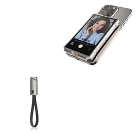 BoxWave Cable Compatible with JYYXF Fotorgear MS01 Vlog Monitor (3.9 in) - USB Type-C Keychain Charger, Key Ring USB Type-C to Type-A 8 in USB Cable - Jet Black