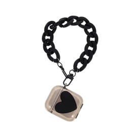 Operitacx Portable Earphone Case with Chain Stylish TPU Shell for Shock Protective Cover Easy Charging Access Unique Heart Design for Wireless Earbuds