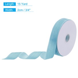 MECCANIXITY Velvet Ribbon 3/4 Inch x 15 Yard Single Face Spool Silky Velvet Fabric for Bouquets DIY Crafts Gift Wrapping Wedding Party Sky Blue